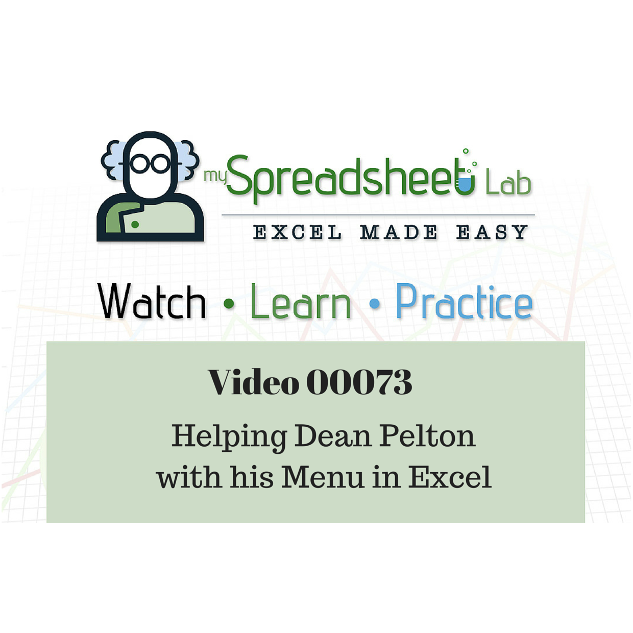 Video 00073 Helping Dean Pelton with his menu in Excel