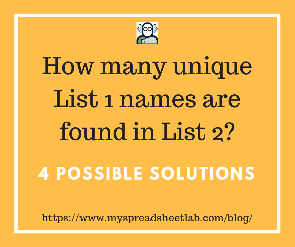 How many unique List 1 names found in List 2?